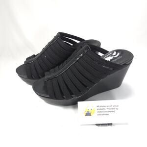 Donald Pliner Jackie Casual Wedge Heel Sandal Womens Size 8 Black